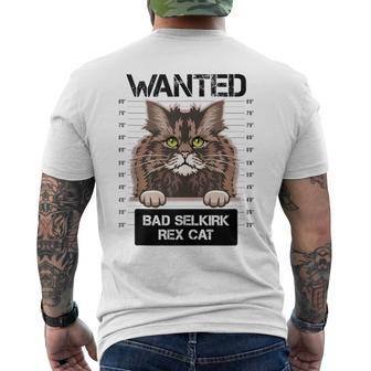 Wanted Bad Selkirk Rex Cat Kitty Kitten Owners Lovers Men's T-shirt Back Print | Mazezy