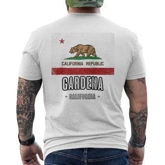 Gardena California Cali City Souvenir Ca Flag Top Men's T-shirt Back Print | Mazezy