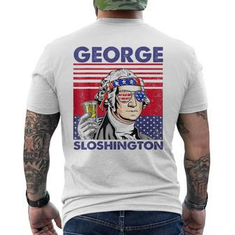 George Sloshington 4Th Of July Funny Drinking Presidents Drinking Funny Designs Funny Gifts Mens Back Print T-shirt | Mazezy