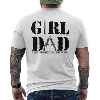 Girl Dad Her Protector Forever Funny Father Of Girls Daughte Mens Back Print T-shirt | Mazezy