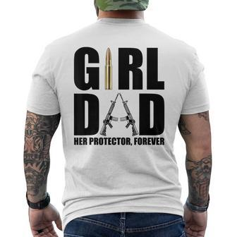 Girl Dad Her Protector Forever Funny Father Of Girls Mens Back Print T-shirt - Seseable