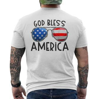 God Bless America Sunglasses Usa Flag Patriotic 4Th Of July Mens Back Print T-shirt | Mazezy