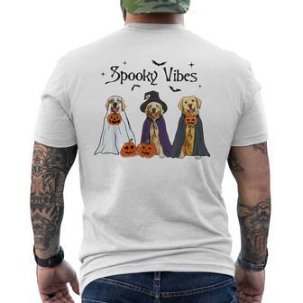 Golden Retriever Ghost Dogs Halloween Dog Witch Spooky Vibes Men's T-shirt Back Print - Seseable