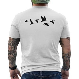 Goose Geese Formation Flock Of Birds Bird Swarm Freedom Mens Back Print T-shirt | Mazezy