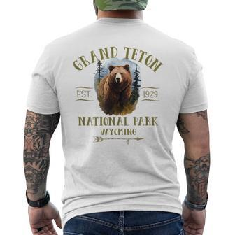 Grand Teton National Park Grizzly Bear Souvenir Design Usa Gifts For Bear Lovers Funny Gifts Mens Back Print T-shirt | Mazezy