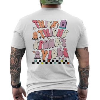 Groovy Thick Thighs Spooky Vibes Cute Ghost Hippie Halloween Halloween Funny Gifts Mens Back Print T-shirt | Mazezy