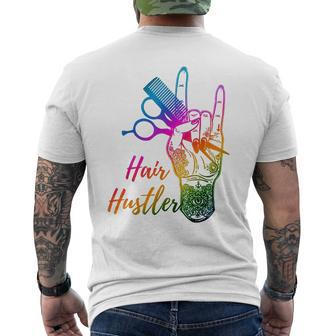 Hair Hustler Tie Dye Hair Stylist Hairdresser Barber Retro Men's T-shirt Back Print | Mazezy