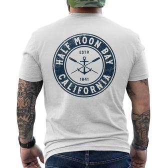 Half Moon Bay California Ca Vintage Boat Anchor & Oars Mens Back Print T-shirt | Mazezy