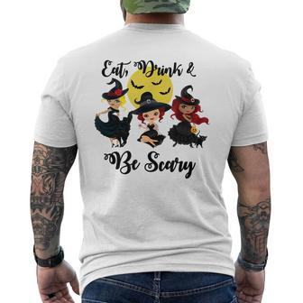 Halloween Eat Drink & Be Scary Sexy Witches Retro Vintage Halloween Funny Gifts Mens Back Print T-shirt | Mazezy