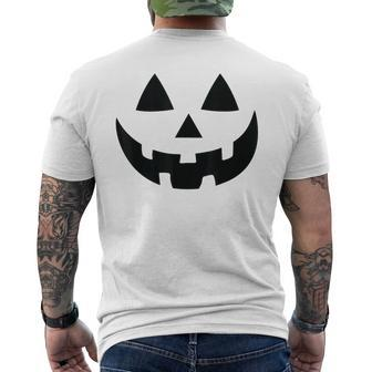 Halloween Jack-O-Lantern Pumpkin Face Men's T-shirt Back Print - Monsterry
