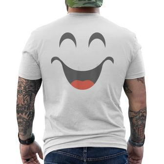 Halloween Smiling Emoticon Face Group Costume Mens Back Print T-shirt | Mazezy