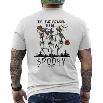 Halloween Tis' The Season To Be Spooky Dancing Skeletons Dancing Men's T-shirt Back Print | Mazezy