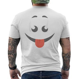Halloween Tongue Out Emoticon Face Group Costume Mens Back Print T-shirt | Mazezy