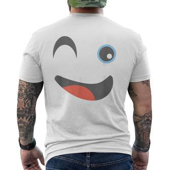 Halloween Winking Emoticon Face Group Costume Mens Back Print T-shirt | Mazezy