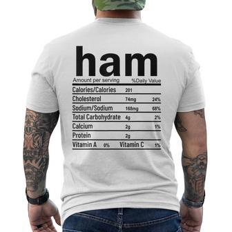 Ham Nutrition Facts Thanksgiving Christmas Food Men's T-shirt Back Print - Monsterry