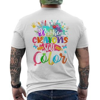 Hand Broken Crayons Still Color Suicide Prevention Awareness Men's T-shirt Back Print | Mazezy