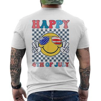 Happy 4Th Of July Smile Sunglasses Patriotic American Flag Men's Crewneck Short Sleeve Back Print T-shirt - Monsterry DE