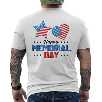 Happy Memorial Day 4Th Of July American Flag Patriotic Men's Crewneck Short Sleeve Back Print T-shirt