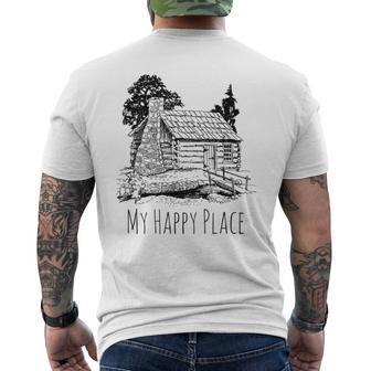 My Happy Place A Cabin In The Woods Men's T-shirt Back Print | Mazezy