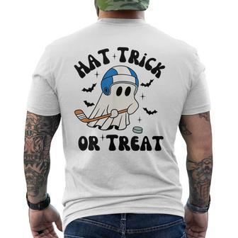 Hat Trick Or Treat Hilarious Hockey Halloween Family Men's T-shirt Back Print - Monsterry