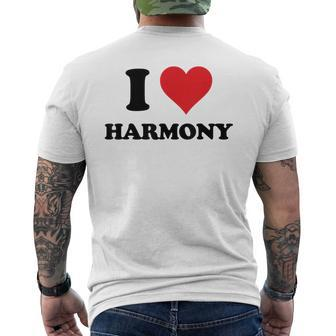I Heart Harmony First Name I Love Personalized Stuff Men's Back Print T-shirt | Mazezy