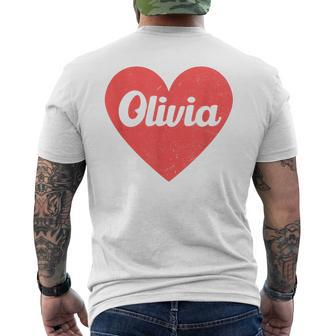 I Heart Olivia First Names And Hearts I Love Olivia Men's Back Print T-shirt | Mazezy CA