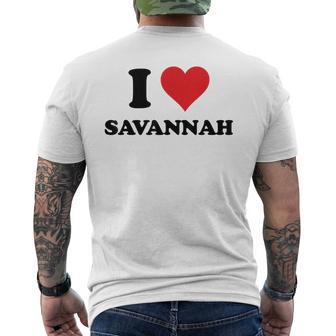 I Heart Savannah First Name I Love Personalized Stuff Men's Back Print T-shirt | Mazezy