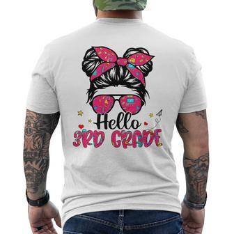 Hello 3Rd Grade Messy Bun Girl Back To School First Day 3Rd Grade Funny Gifts Mens Back Print T-shirt | Mazezy