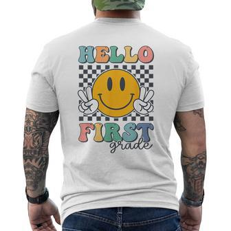 Hello First Grade Retro Smile Team 1St Grade Back To School Mens Back Print T-shirt | Mazezy