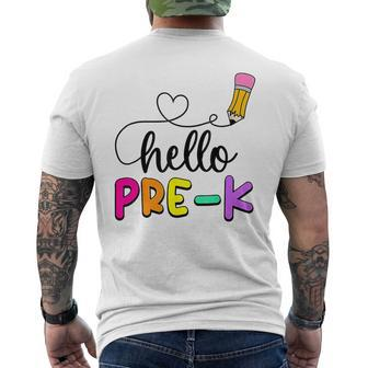 Hello Pre K Squad My First Day Of Pre K Mens Back Print T-shirt - Seseable