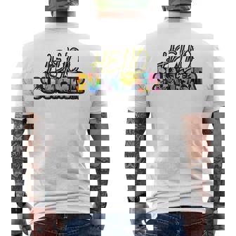 Hello Summer Hawaii Beach Summer Vacation Family Tie Dye Mens Back Print T-shirt | Mazezy