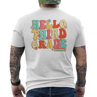 Hello Third Grade Retro Groovy 3Rd Grade Back To School Mens Back Print T-shirt - Monsterry CA