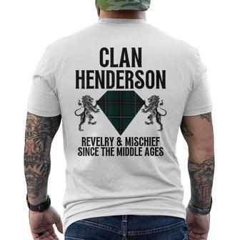 Henderson Clan Scottish Name Coat Of Arms Tartan Family Mens Back Print T-shirt | Mazezy