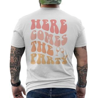 Here Comes The Party Bachelorette Party Bride Bridemaid Mens Back Print T-shirt | Mazezy