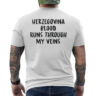 Herzegovina Blood Runs Through My Veins Novelty Word Men's T-shirt Back Print - Seseable