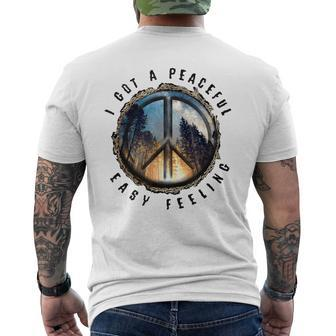 Hippie Peace Sign I Got A Easy Peaceful Feeling Forest Tree Men's T-shirt Back Print | Mazezy