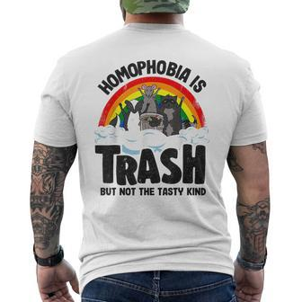 Homophobia Is Trash Gay Pride Raccoon Opossum Ally Lgbt Mens Back Print T-shirt | Mazezy