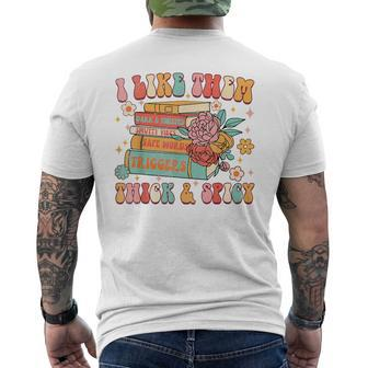 I Like Them Thick & Spicy Groovy Spicy Book Reader Romance Mens Back Print T-shirt | Mazezy