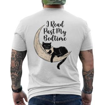 I Read Past My Bedtime Cat On The Moon For Booklovers Moon Funny Gifts Mens Back Print T-shirt | Mazezy