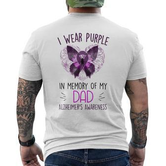 I Wear Purple In Memory Of My Dad Alzheimers Awareness Mens Back Print T-shirt - Seseable