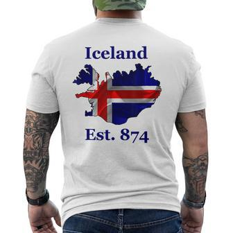 Iceland Flag Est 874 - Nordic Viking Pride Mens Back Print T-shirt | Mazezy