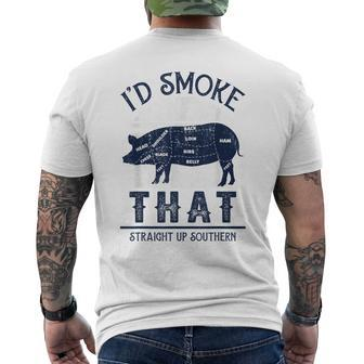 Id Smoke That Straight Up Southern Pig Vintage Men's T-shirt Back Print - Thegiftio UK