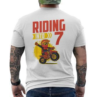 I'm 7 Riding Into 7Th Birthday Motocross 7Th Birthday Men's T-shirt Back Print - Thegiftio UK