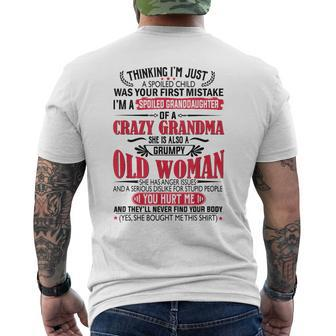 Im A Spoiled Granddaughter Of A Crazy Grandma Gifts For Grandma Funny Gifts Mens Back Print T-shirt | Mazezy