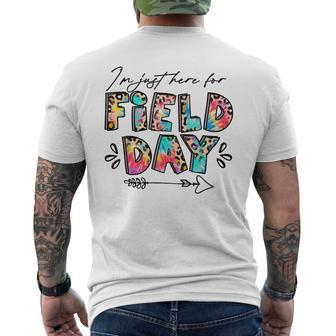 Im Just Here For Field Day Leopard Tie Dye Last Day School Mens Back Print T-shirt | Mazezy