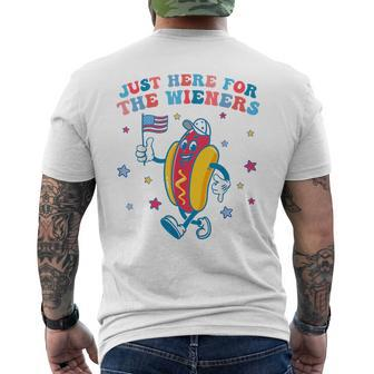 Im Just Here For The Wieners Funny 4Th Of July Boys Girls Men's Crewneck Short Sleeve Back Print T-shirt - Monsterry DE