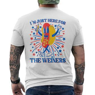Im Just Here For The Wieners Funny 4Th Of July Wieners Men's Crewneck Short Sleeve Back Print T-shirt - Monsterry DE