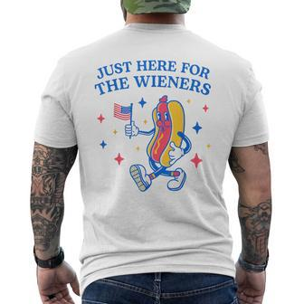 Im Just Here For The Wieners Funny Fourth Of July Mens Back Print T-shirt - Seseable
