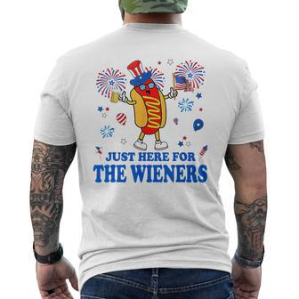 Im Just Here For The Wieners Funny Fourth Of July Men's Crewneck Short Sleeve Back Print T-shirt - Monsterry UK