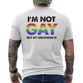 Im Not Gay But My Girlfriend Is Funny Couple Lesbian Pride Mens Back Print T-shirt | Mazezy